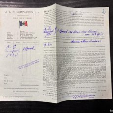 Líneas de navegación: CONOCIMIENTO DE EMBARQUE. J. & P. HUTCHISON. DE CÁDIZ A LIVERPOOL. 1924?