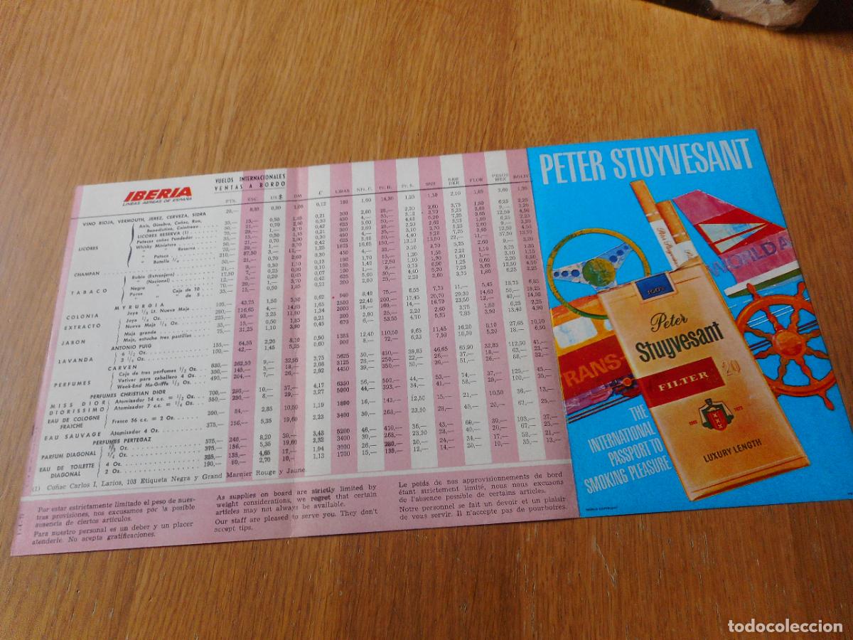 L&iacute;neas de navegaci&oacute;n: ANTIGUO TRIPTICO TARIFAS DE VENTAS A BORDO IBERIA 1971 - Foto 2