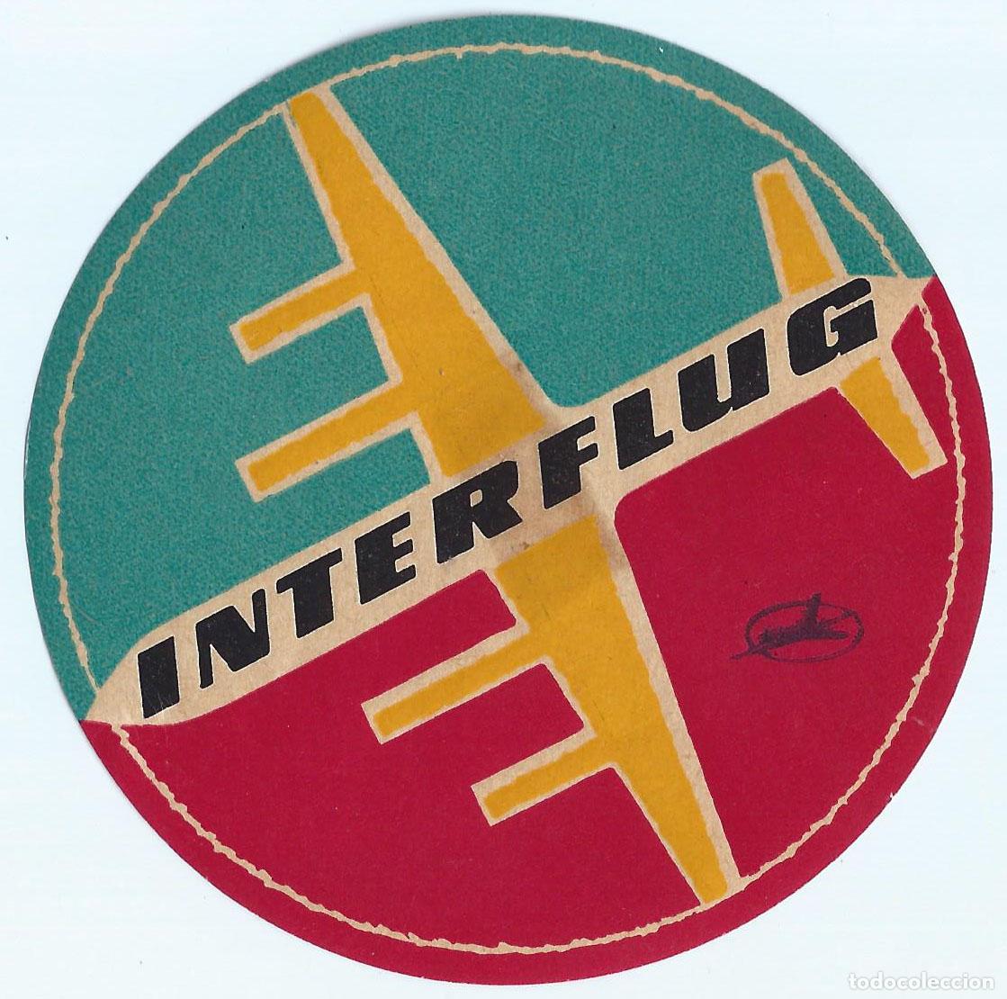 L&iacute;neas de navegaci&oacute;n: Interflug - Etiqueta de vuelo para equipaje - Foto 1