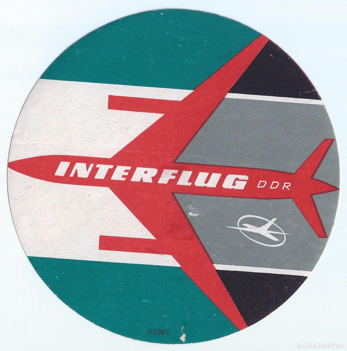 L&iacute;neas de navegaci&oacute;n: Interflug - Etiqueta de vuelo para equipaje - Foto 1