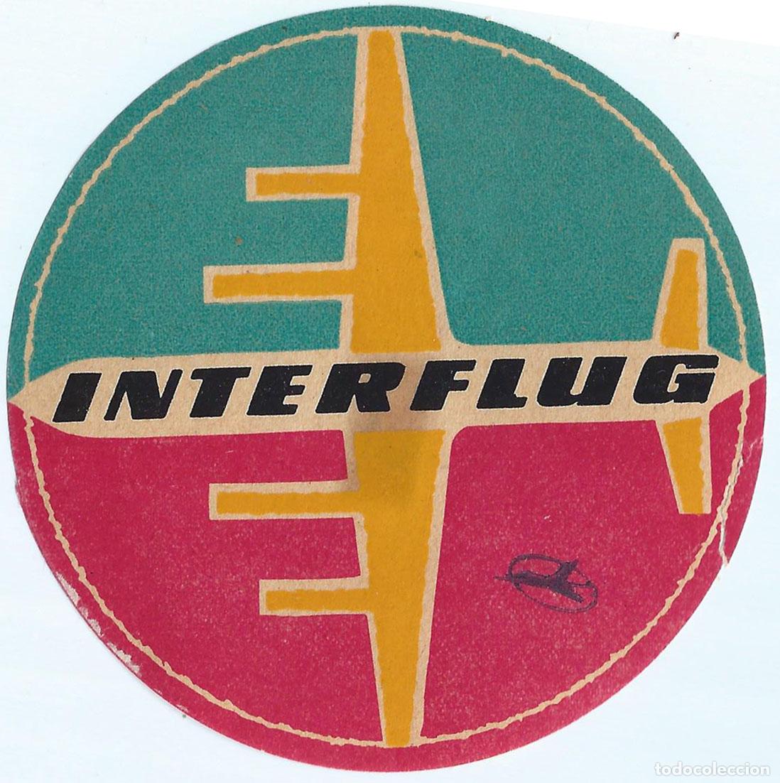 L&iacute;neas de navegaci&oacute;n: Interflug - Etiqueta de vuelo para equipaje - Foto 1