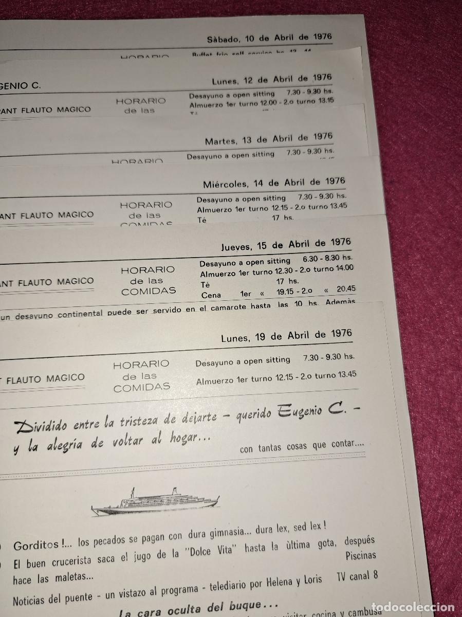 L&iacute;neas de navegaci&oacute;n: LINEA C - CRUCERO DE SEMANA SANTA - PRIMAVERA 1976 - PROGRAMAS - MENUS - CINTA - Foto 6