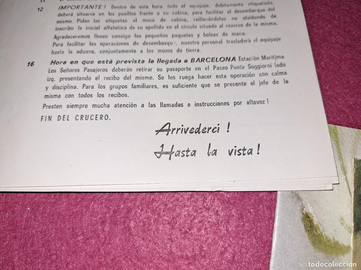 L&iacute;neas de navegaci&oacute;n: LINEA C - CRUCERO DE SEMANA SANTA - PRIMAVERA 1976 - PROGRAMAS - MENUS - CINTA - Foto 8