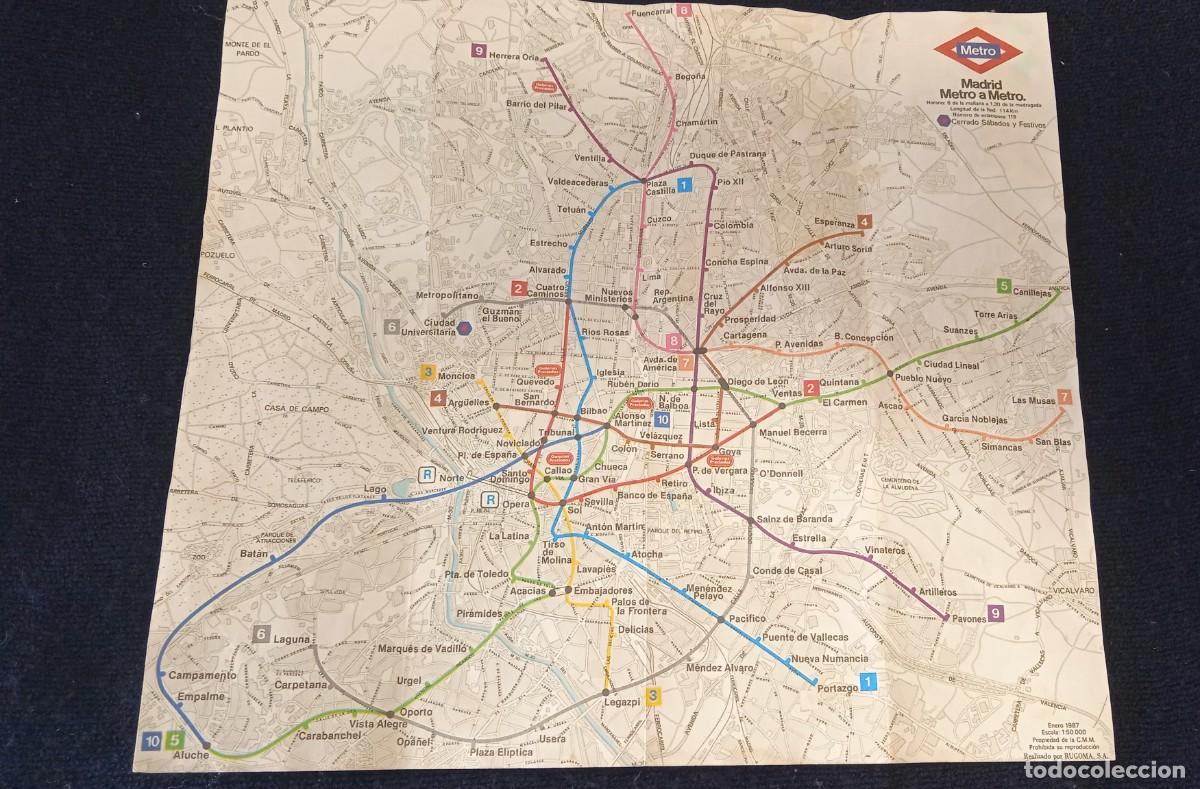 L&iacute;neas de navegaci&oacute;n: Plano metro Madrid 1987. - Foto 3