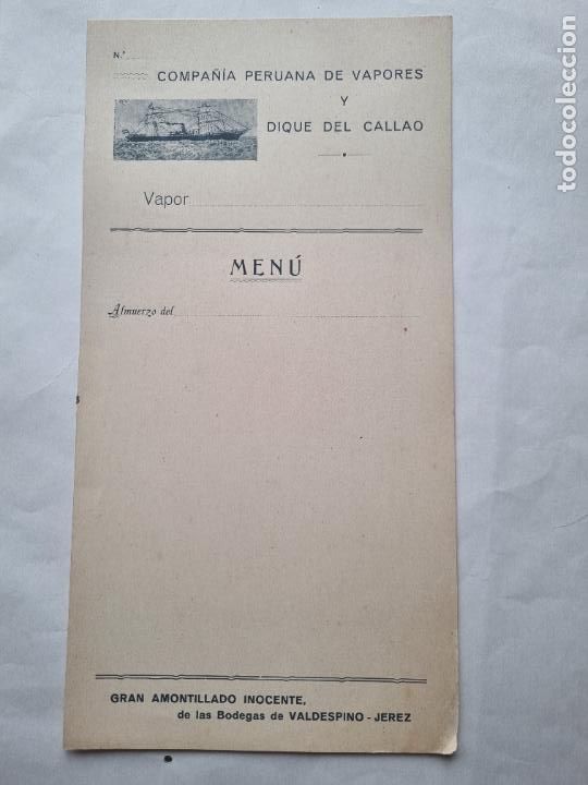 L&iacute;neas de navegaci&oacute;n: COMPA&Ntilde;IA PERUANA VAPORES Y DIQUE CALLAO MENU DE BARCO V5 - Foto 2