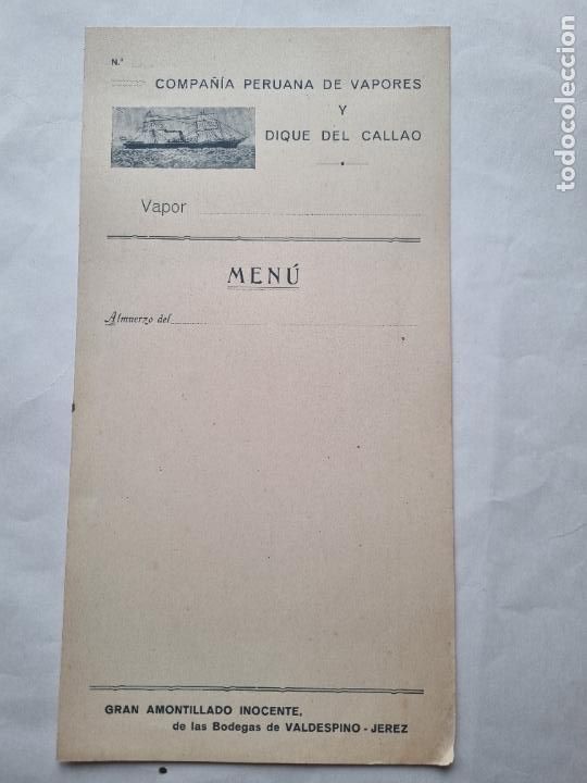 L&iacute;neas de navegaci&oacute;n: COMPA&Ntilde;IA PERUANA VAPORES Y DIQUE CALLAO MENU DE BARCO V5 - Foto 1