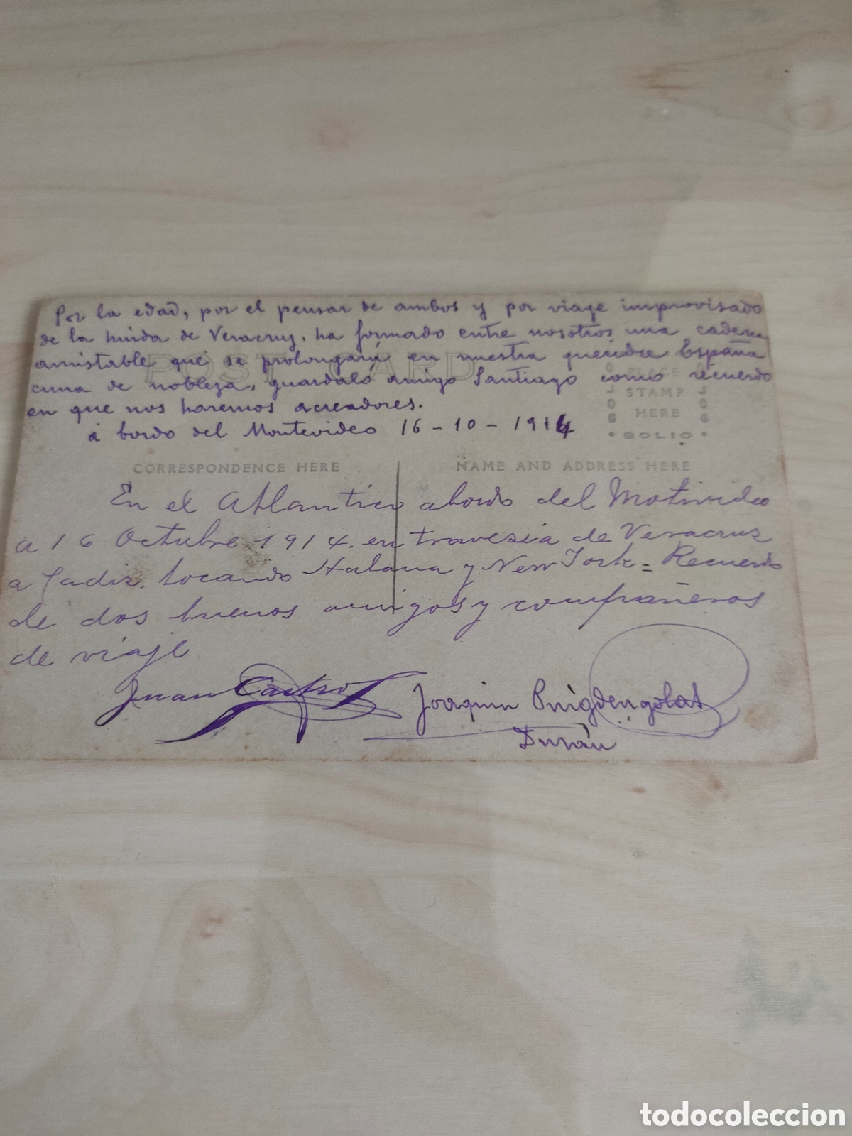 L&iacute;neas de navegaci&oacute;n: Foto postal de la cubierta del buque Montevideo de la C. Transatlantica - Foto 2