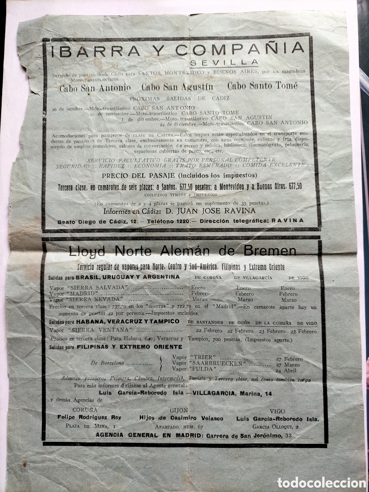 L&iacute;neas de navegaci&oacute;n: Hoja publicitar&iacute;a de varias Navieras. - Foto 2