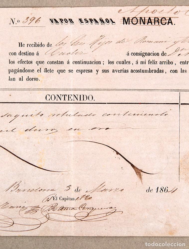 L&iacute;neas de navegaci&oacute;n: BILLETE BARCO DE VAPOR - 1864 - Foto 3