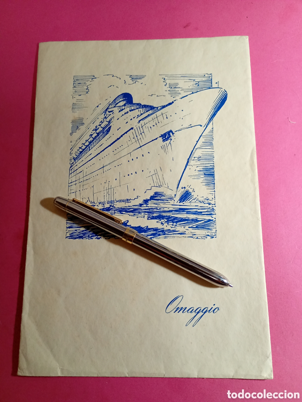 L&iacute;neas de navegaci&oacute;n: ITALIA SOCIET&Agrave; DI NAVIGAZIONE GENOVA ''OMAGGIO'' SOBRE CON ILUSTRACI&Oacute;N GRAN TRASATL&Aacute;NTICO