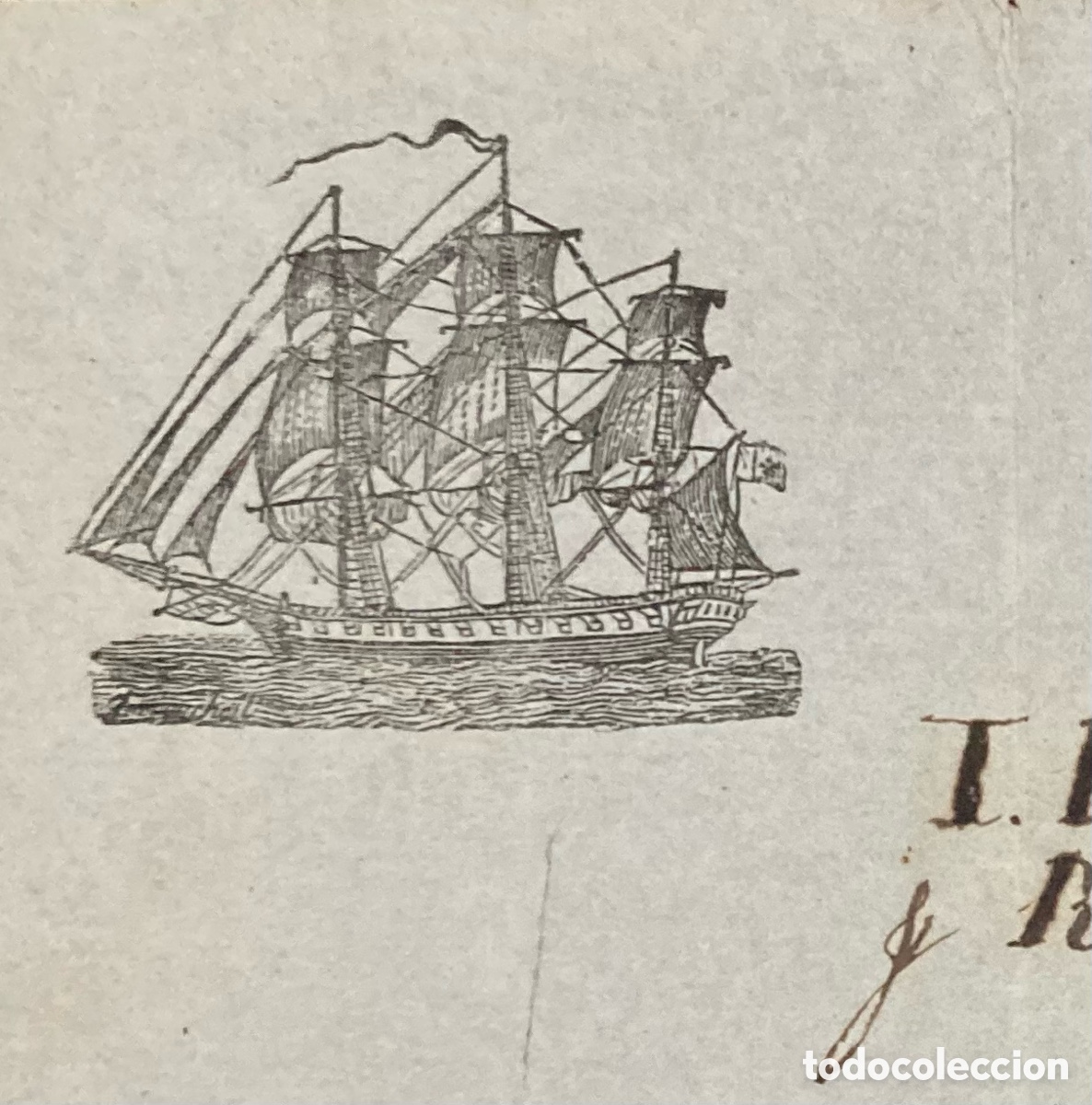 L&iacute;neas de navegaci&oacute;n: Conocimiento de embarque de la nave la Dimable Cat&oacute;lica desde Burdeos a Cadiz 1832.