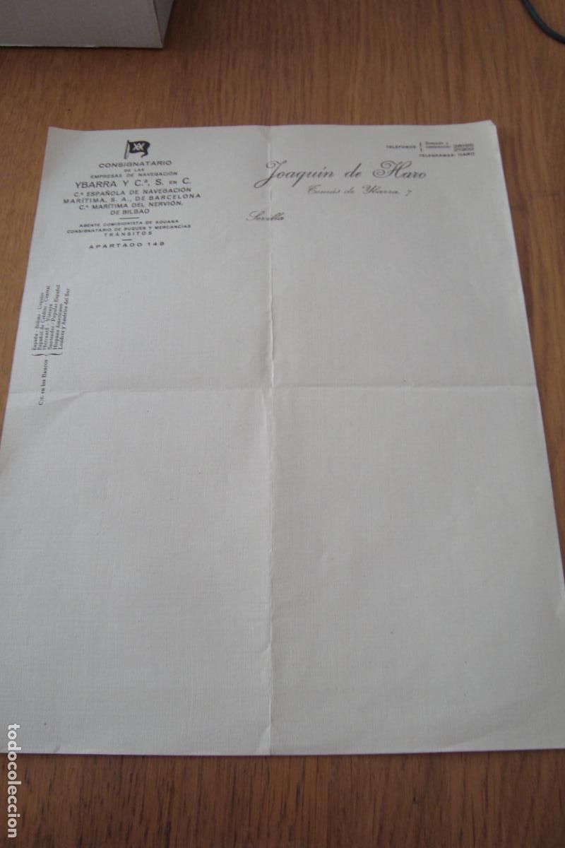 L&iacute;neas de navegaci&oacute;n: ANTIGUO MODELO DE CARTA. JOAQUIN DE HARO. CONSIGNATARIO YBARRA Y CIA. SEVILLA.