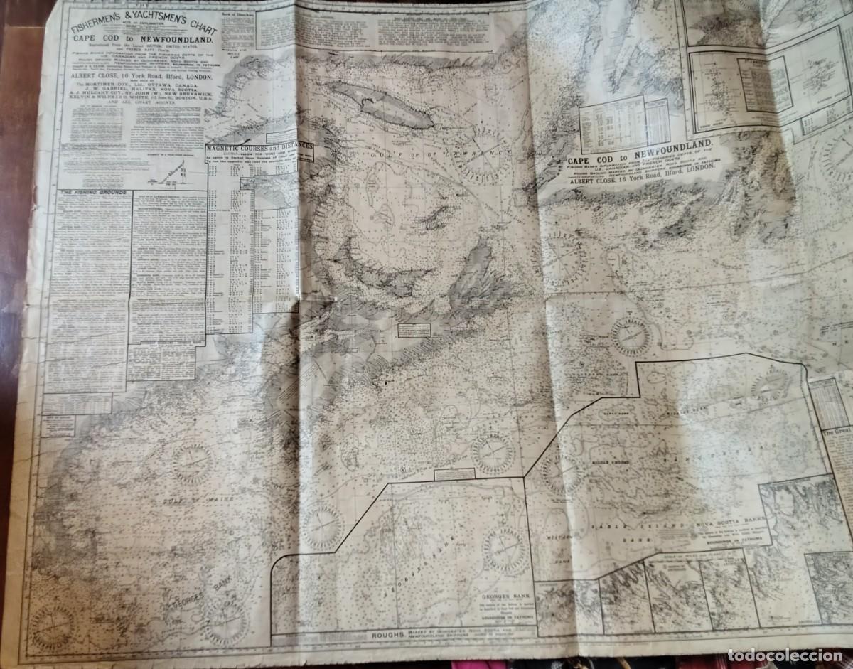 Navigation Lines: Carta n&aacute;utica Fishermen's & Yachtsmen's Chart: Cape Cod to Newfoundland circa 1920