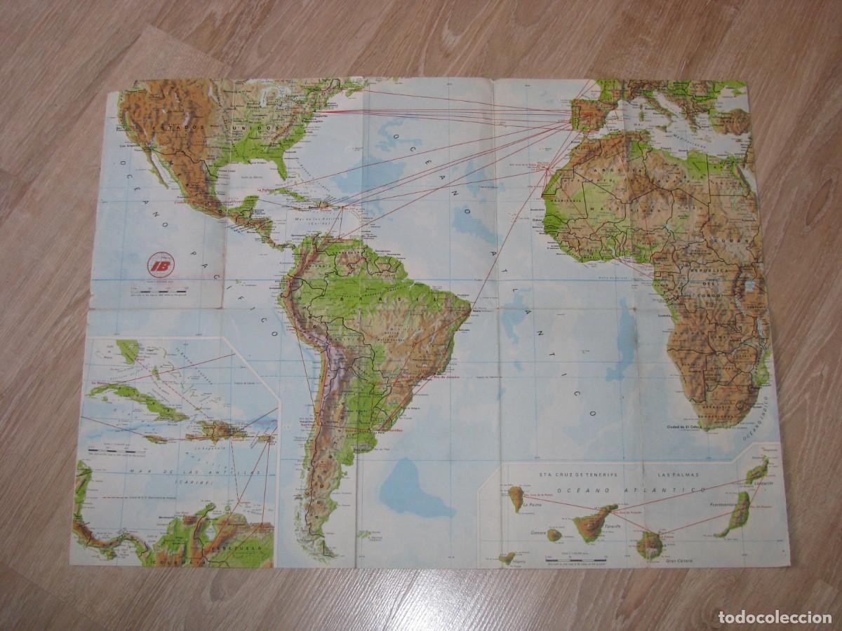L&iacute;neas de navegaci&oacute;n: IBERIA, LINEAS AEREAS ESPA&Ntilde;OLAS. MAPA DE VUELOS. A&Ntilde;OS 1970