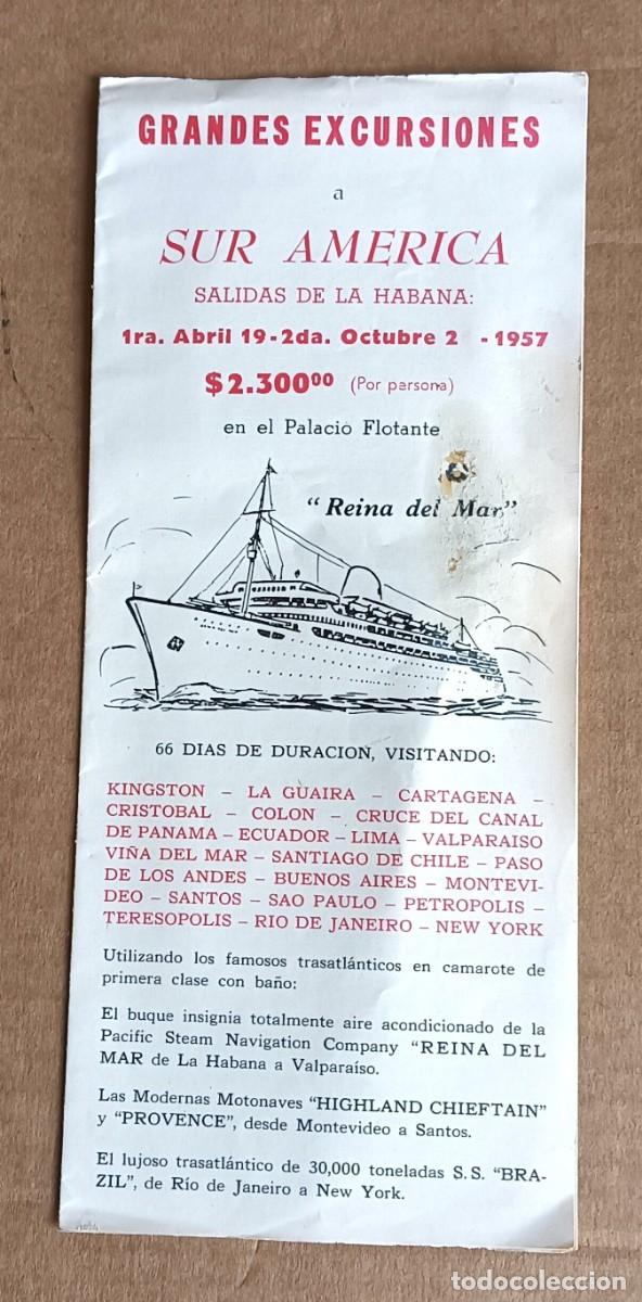 Linhas de navega&ccedil;&atilde;o: Grandes excursiones a sur Am&eacute;rica salida desde La Habana 1957 barco - REINA DEL MAR