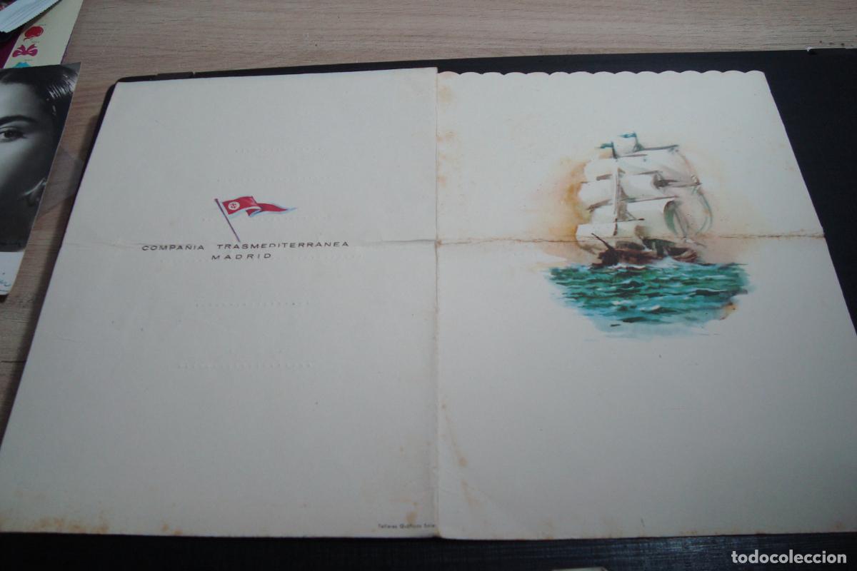 L&iacute;neas de navegaci&oacute;n: ANTIGUO MENU A BORDO BUQUE CIUDAD DE BARCELONA. COMPA&Ntilde;IA TRASMEDITERRANEA 1964