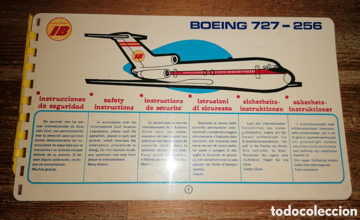 L&iacute;neas de navegaci&oacute;n: IBERIA Instrucciones de seguridad BOING 727 - 256