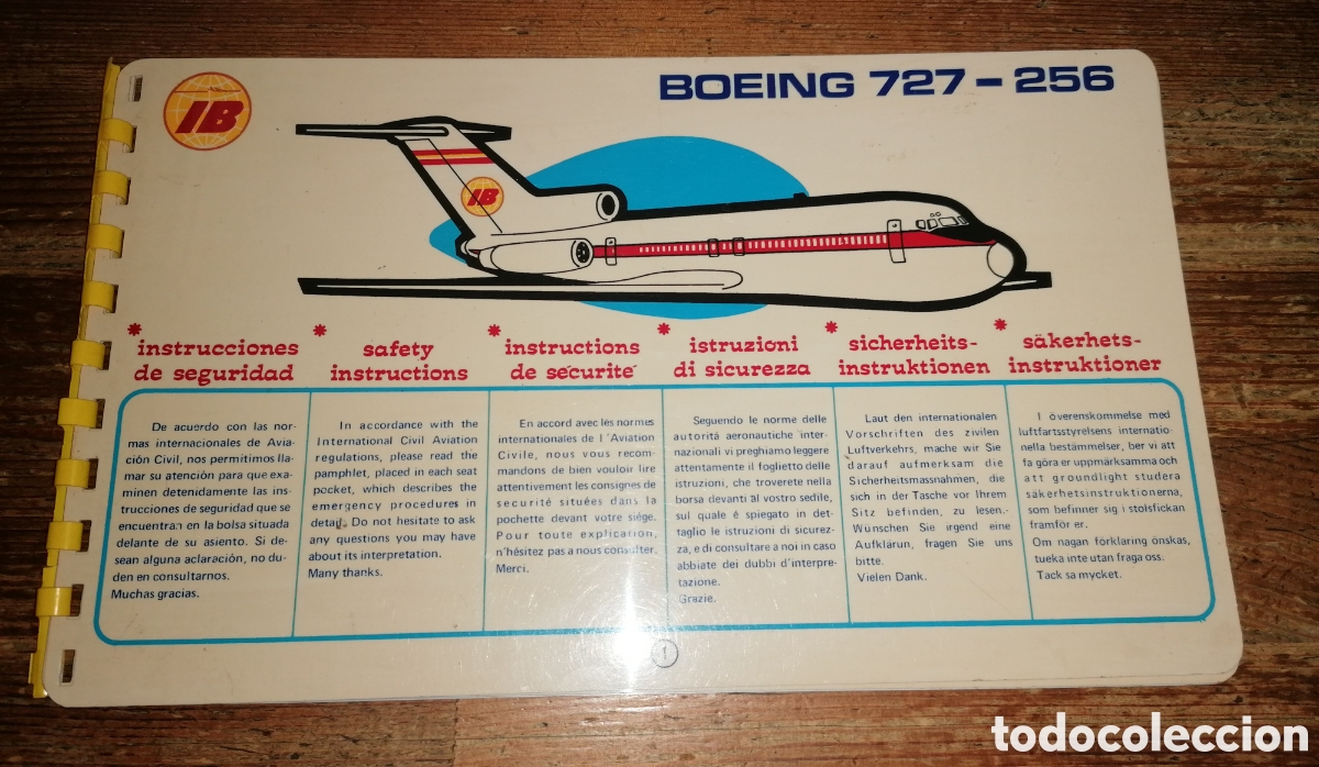 L&iacute;neas de navegaci&oacute;n: IBERIA Instrucciones de seguridad BOING 727 - 256