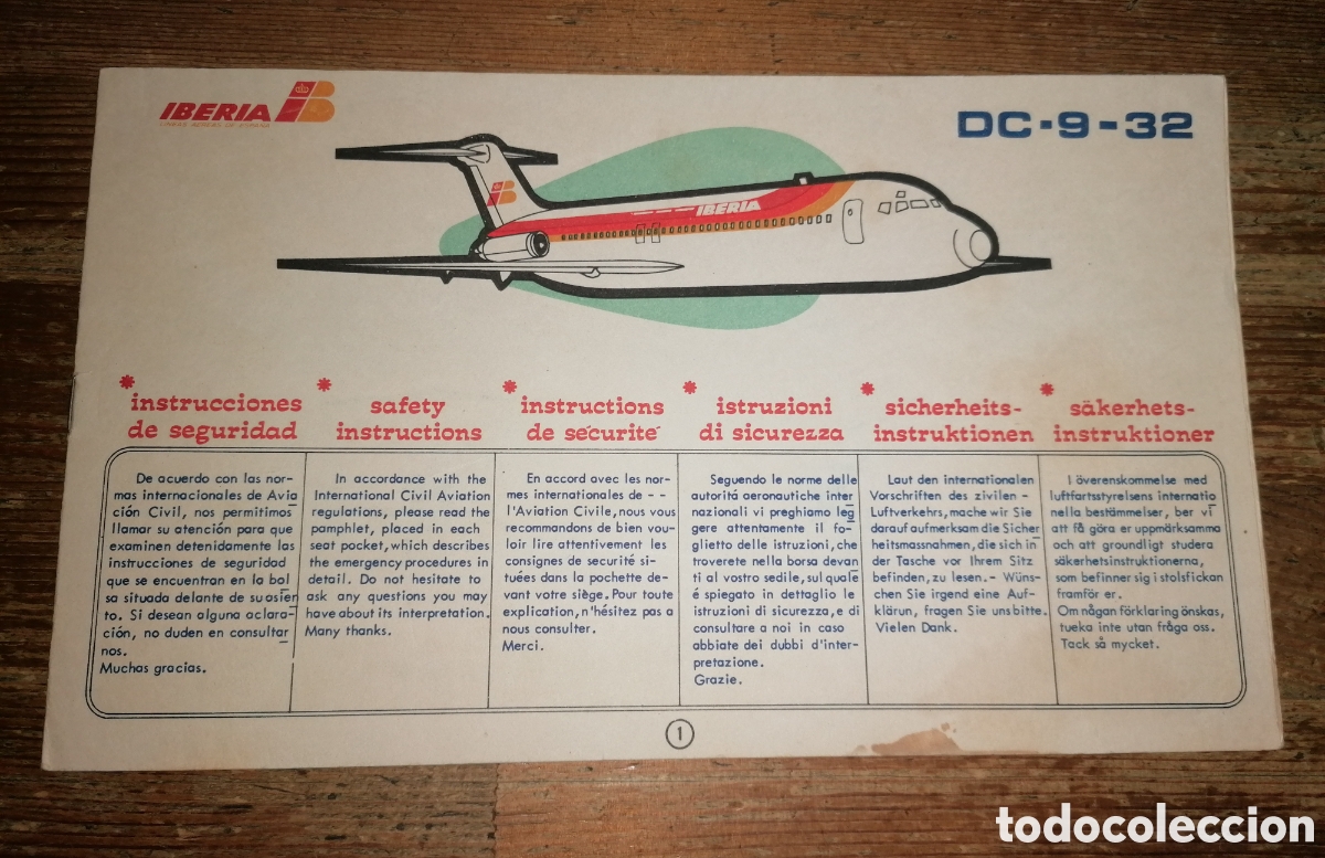 L&iacute;neas de navegaci&oacute;n: IBERIA. Instrucciones de seguridad BOING DC 9 32