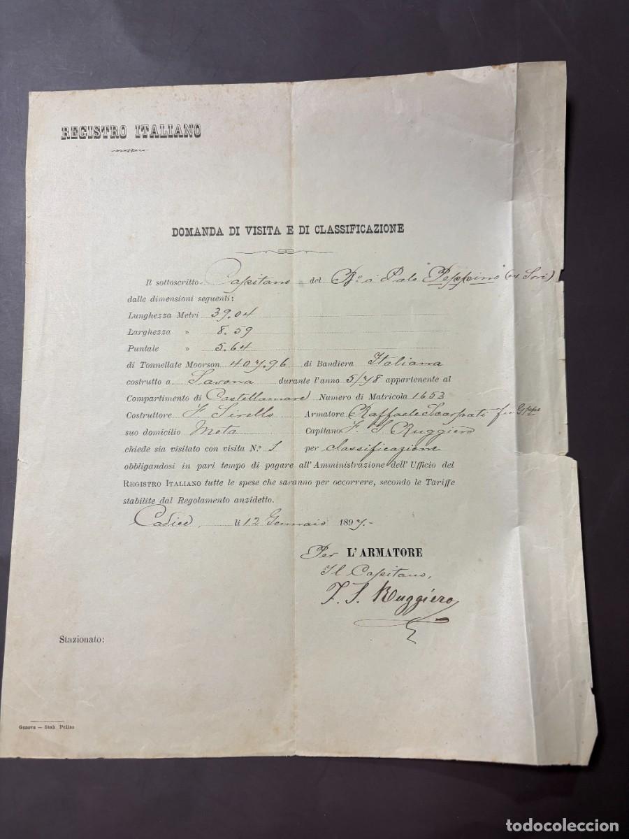 Lignes de navigation: DOCUMENTO MAR&Iacute;TIMO BERGANT&Iacute;N ITALIANO DELFINO &ndash; REGISTRO Y CLASIFICACI&Oacute;N &ndash; C&Aacute;DIZ 1897