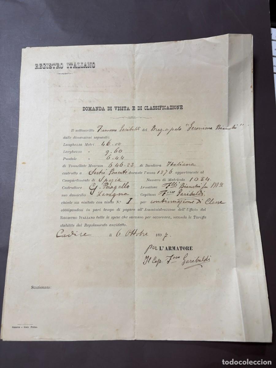 L&iacute;neas de navegaci&oacute;n: DOCUMENTO MAR&Iacute;TIMO BERGANT&Iacute;N ITALIANO GERONIMA BIANCHI &ndash; LA SPEZIA &ndash; C&Aacute;DIZ 1897