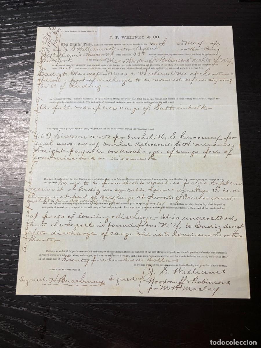 Schiffsfahrpl&auml;ne: P&Oacute;LIZA DE FLETAMENTO BERGANT&Iacute;N MIRIAM &ndash; C&Aacute;DIZ-GLOUCESTER &ndash; SAL &ndash; 1873