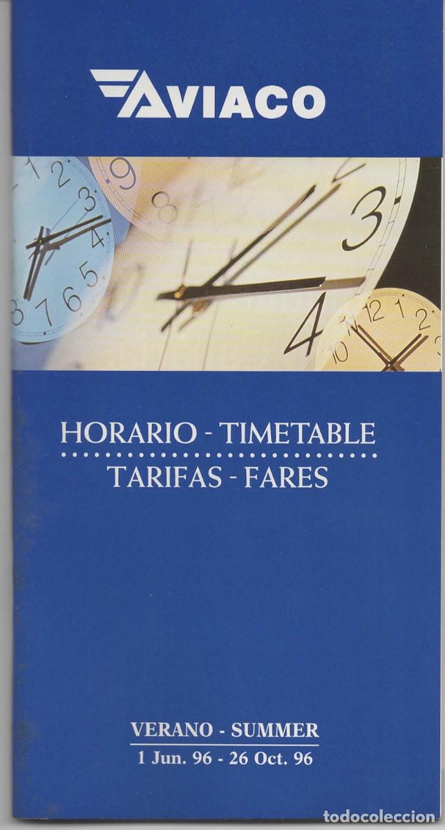 Navigation Lines: Horario y tarifas AVIACO verano 1996