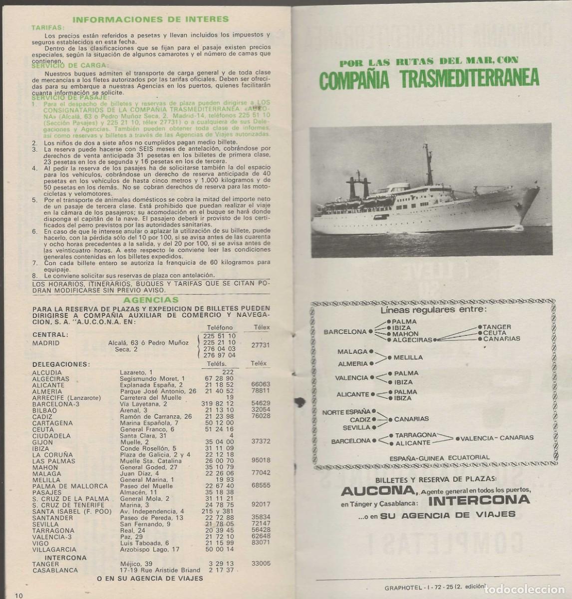 L&iacute;neas de navegaci&oacute;n: COMPA&Ntilde;IA TRANSMEDITERRANEA -- ENERO MAYO 1972 - Foto 2