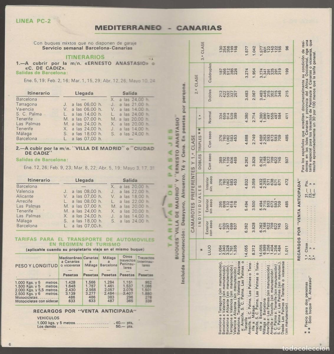L&iacute;neas de navegaci&oacute;n: COMPA&Ntilde;IA TRANSMEDITERRANEA -- ENERO MAYO 1972 - Foto 4