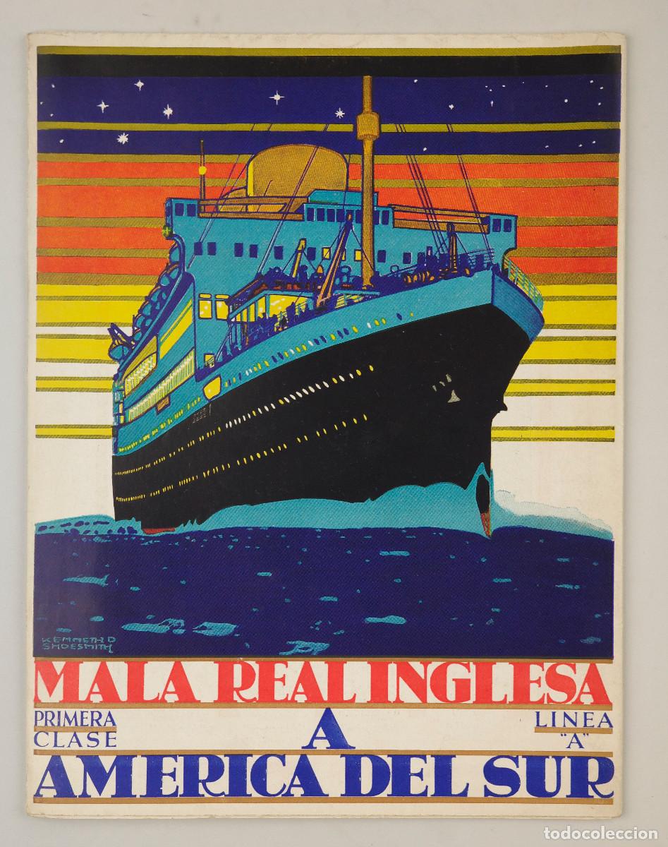 L&iacute;neas de navegaci&oacute;n: MALA REAL INGLESA A AMERICA DEL SUR. Desplegable. Tama&ntilde;o tota abierto 65x66cm.