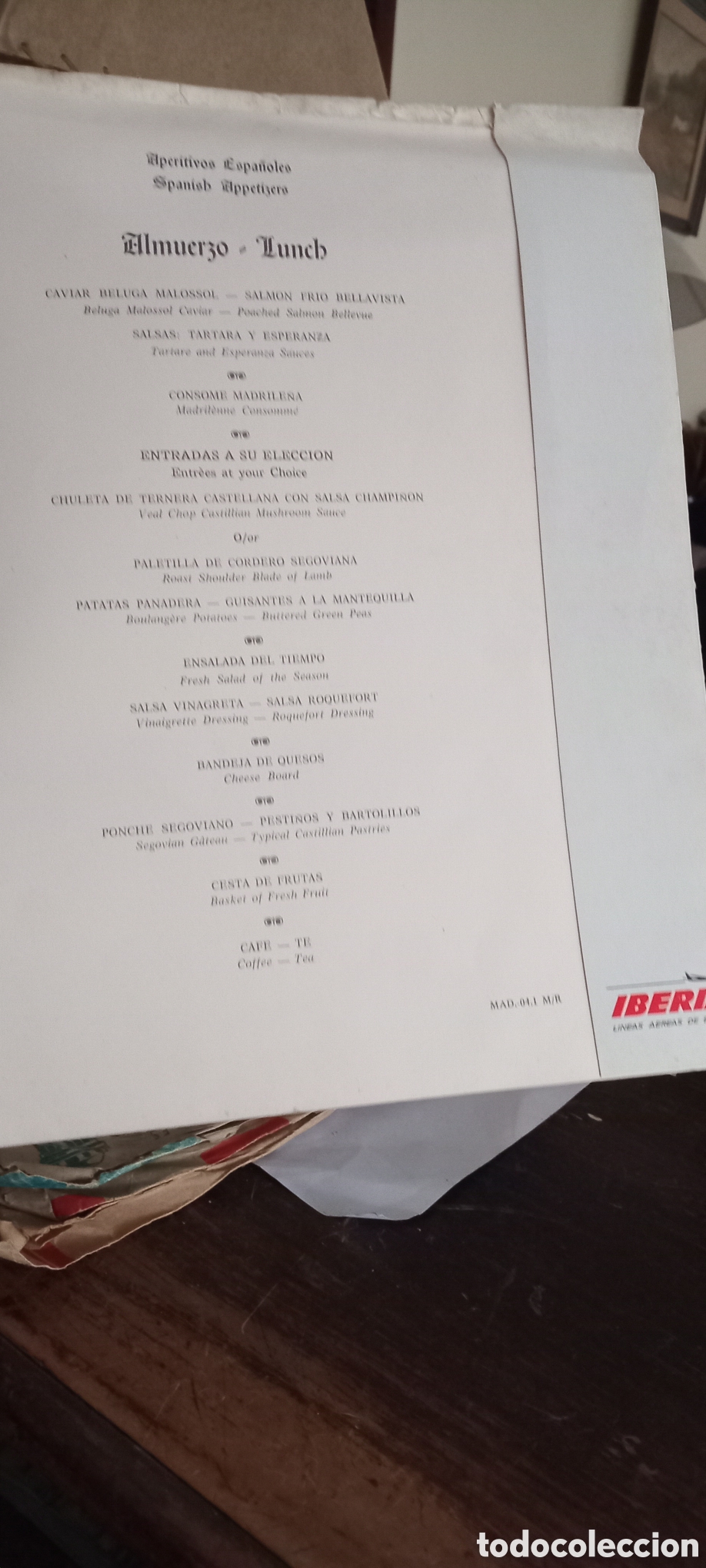 L&iacute;neas de navegaci&oacute;n: CARTA MENU DE IBERIA VUELOS PRIMERA CLASE - Foto 3