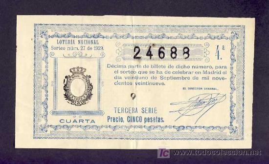 National Spanish Lottery: Decimo de la loteria nacional del 21-9-1929