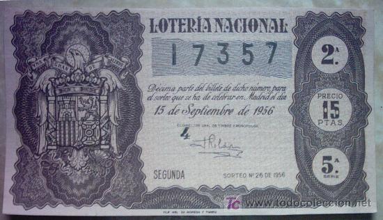 Nationale spanische Lotterie: DECIMO DE LOTERIA NACIONAL A&Ntilde;O 1956