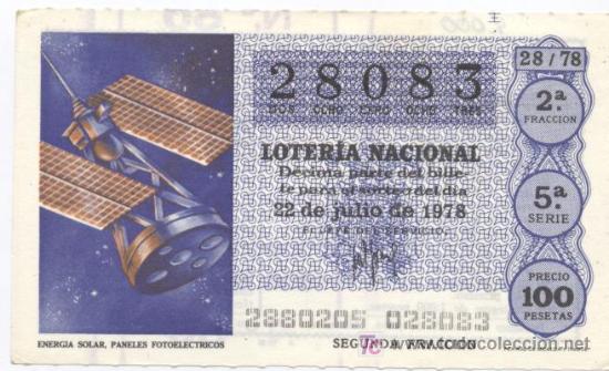 Loter&iacute;a nacional: ENERG&Iacute;A SOLAR PANELES FOTOEL&Eacute;CTRICOS.SORTEO DEL 22/7/1978 &middot; N&ordm; 28083