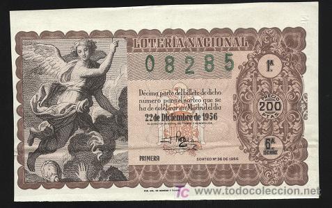 National Spanish Lottery: Loter&iacute;a Nacional -22 de Diciembre de 1956 ( n&ordm;  36 )