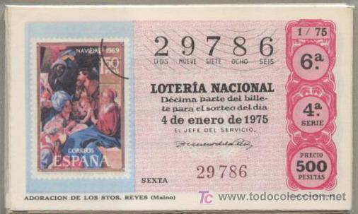 Nationale spanische Lotterie: ESPA&Ntilde;A 1975 COMPLETO LOTERIA NACIONAL