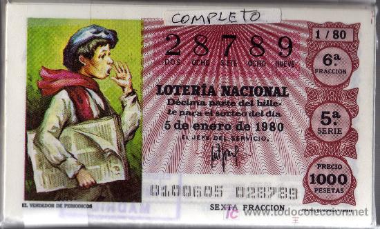 National Spanish Lottery: ESPA&Ntilde;A 1980 COMPLETO LOTERIA NACIONAL