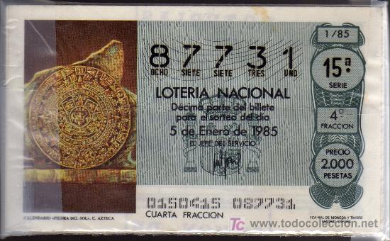 National Spanish Lottery: ESPA&Ntilde;A 1985 LOTERIA NACIONAL - 33 DECIMOS DIFERENTES