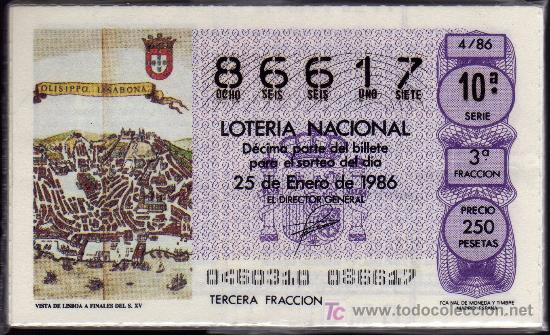 National Spanish Lottery: ESPA&Ntilde;A 1985 LOTERIA NACIONAL - 25 DECIMOS DIFERENTES