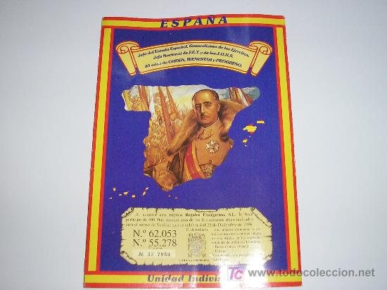 Loter&iacute;a nacional: TRIPTICO DE 400 PESETAS PARA EL SORTEO DE NAVIDAD DEL 22 DE DICIEMBRE 1996 - FRANCO