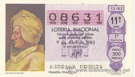 Lotteria Nationale Spagnola: 9-83-13. Decimo Loteria Sorteo 13 de 1983