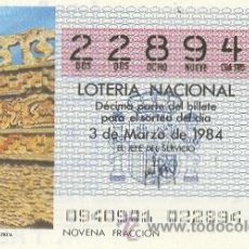Lotería Nacional: 9-84-9. LOTERIA NACIONAL SORTEO 9 DE 1984. Lote 8584121