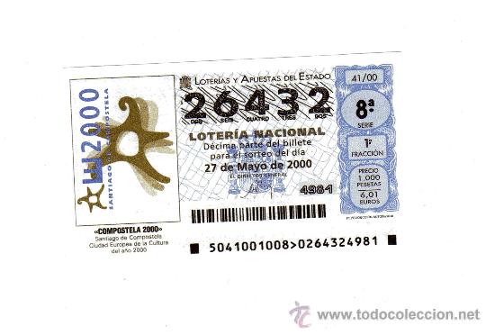 Loter&iacute;a nacional: FACSIMIL DEL N&ordm; 26432 - COMPOSTELA 2000 - SORTEO DEL 27 DE MAYO DE 2000
