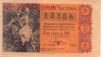 Loterie Nationale: 9-83. D&eacute;cimo 25-3-60. sorteo 9, Naranja