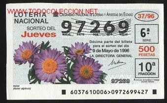 Loter&iacute;a nacional: loter&iacute;a nacional de los jueves - a&ntilde;o 1996