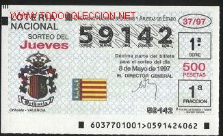 Loter&iacute;a nacional: loter&iacute;a nacional de los jueves - a&ntilde;o 1997