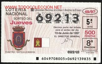 Loter&iacute;a Nacional: loter&iacute;a nacional de los jueves - a&ntilde;o 1997