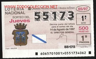 Loter&iacute;a nacional: loter&iacute;a nacional de los jueves - a&ntilde;o 1997
