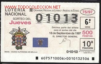 Loter&iacute;a nacional: loter&iacute;a nacional de los jueves - a&ntilde;o 1997