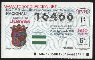 Loter&iacute;a Nacional: loter&iacute;a nacional de los jueves - a&ntilde;o 1997